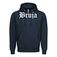 Navy womens bruja old english chola witchy v neck t shirt Zipper Hoodie - PixelFlow