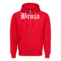 Red womens bruja old english chola witchy v neck t shirt Zipper Hoodie - PixelFlow