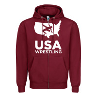 Burgundy usa power united states Zipper Hoodie - PixelFlow