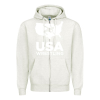 Oatmeal Heather usa power united states Zipper Hoodie - PixelFlow