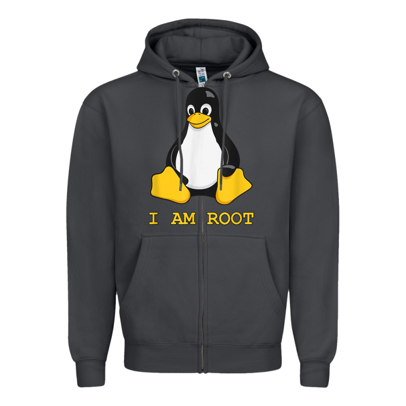 Linux Mascot Tux The Penguin I Am Root Tshirt Men Women Kids Zipper Hoodie by PixelFlow | Teevron