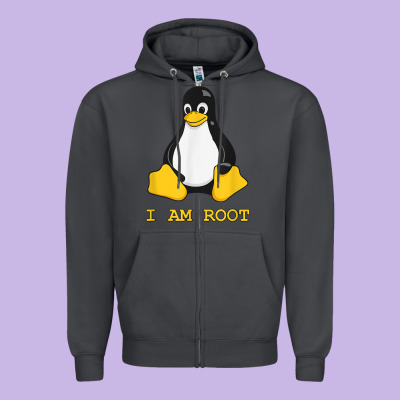 Linux Mascot Tux The Penguin I Am Root Tshirt Men Women Kids Zipper Hoodie Designed By Pixelflow