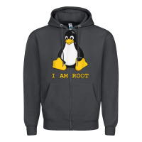 Smoke Linux Mascot Tux the Penguin I Am Root TShirt Men Women Kids Zipper Hoodie - PixelFlow