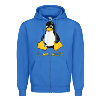 True Royal Linux Mascot Tux the Penguin I Am Root TShirt Men Women Kids Zipper Hoodie - PixelFlow