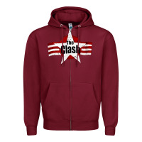 Burgundy Old Rock 1976 Clash Zipper Hoodie - PixelFlow