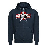 Navy Old Rock 1976 Clash Zipper Hoodie - PixelFlow