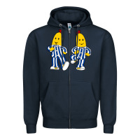 Navy bananas double Zipper Hoodie - PixelFlow