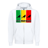 White THREE LITTLE BIRDS Zipper Hoodie - PixelFlow