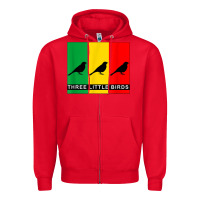Red THREE LITTLE BIRDS Zipper Hoodie - PixelFlow