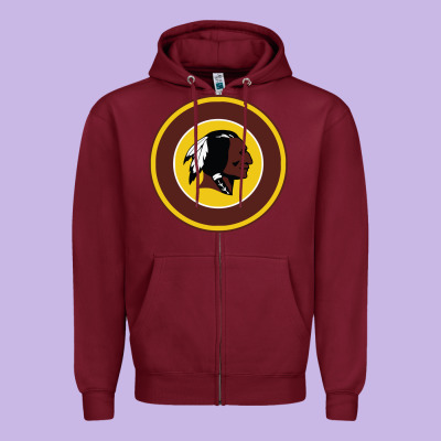 The Indian Red Skins Clasic Zipper Hoodie Designed By Pixelflow