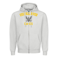 Dove Grey uss fall river ca 131 Zipper Hoodie - PixelFlow
