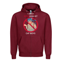 Burgundy i am a mom against cat boys Zipper Hoodie - PixelFlow