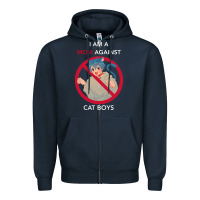Navy i am a mom against cat boys Zipper Hoodie - PixelFlow