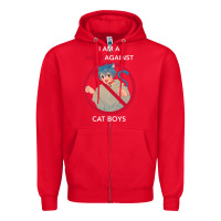 Red i am a mom against cat boys Zipper Hoodie - PixelFlow