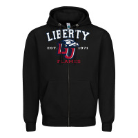 Black liberty university flames football lynchburg virginia sparky the eagle Zipper Hoodie - PixelFlow