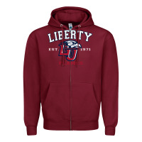 Burgundy liberty university flames football lynchburg virginia sparky the eagle Zipper Hoodie - PixelFlow
