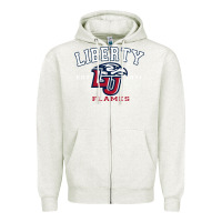 Oatmeal Heather liberty university flames football lynchburg virginia sparky the eagle Zipper Hoodie - PixelFlow