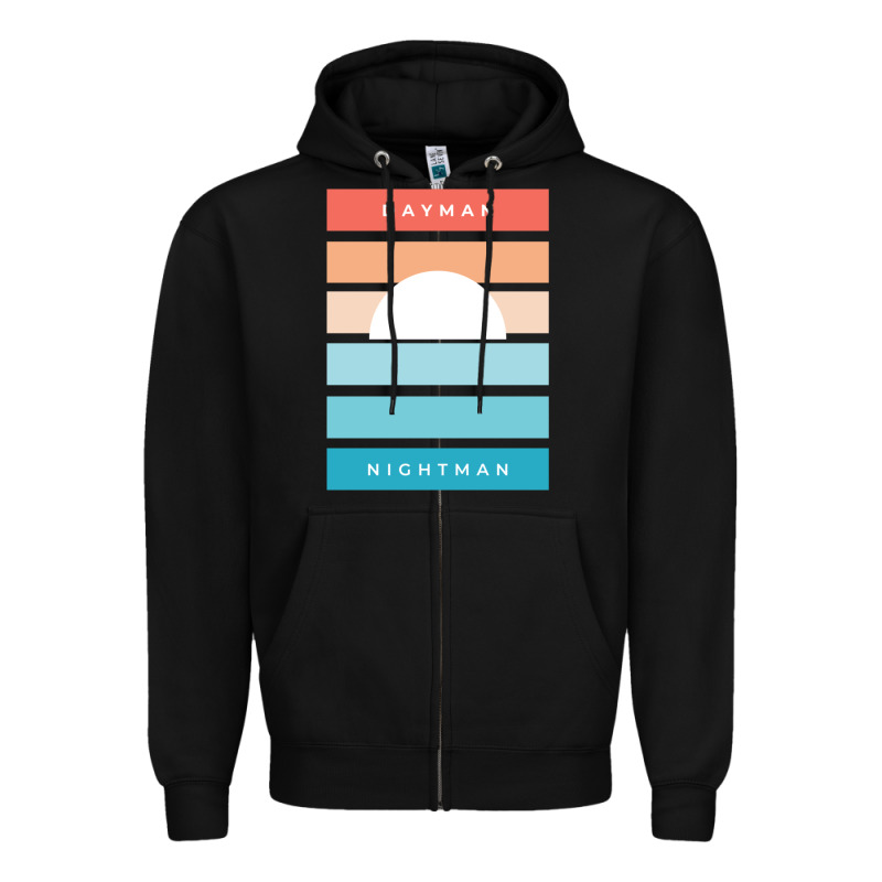 Dayman Nightman - It's Always Sunny Zipper Hoodie by PixelFlow | Teevron