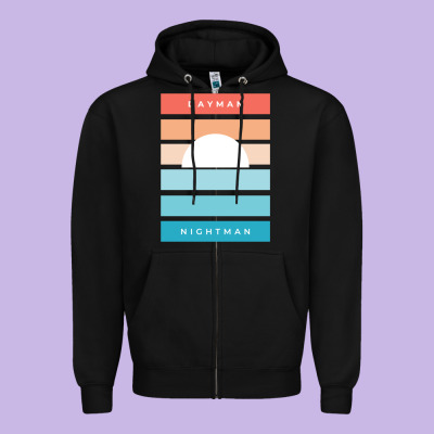 Dayman Nightman - It's Always Sunny Zipper Hoodie Designed By Pixelflow