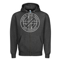 Charcoal Heather Crass   There Is No  Authority But Yourself Classic Zipper Hoodie - PixelFlow
