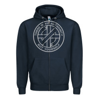 Navy Crass   There Is No  Authority But Yourself Classic Zipper Hoodie - PixelFlow