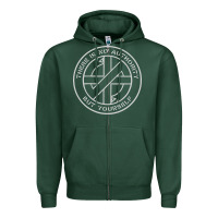 Sports Green Crass   There Is No  Authority But Yourself Classic Zipper Hoodie - PixelFlow