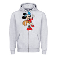 Heather Grey micky-playing-baseball-cartoon-illustration-- Zipper Hoodie - PixelFlow