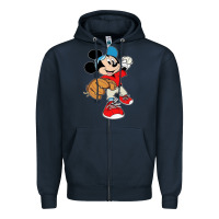 Navy micky-playing-baseball-cartoon-illustration-- Zipper Hoodie - PixelFlow