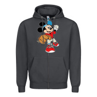 Smoke micky-playing-baseball-cartoon-illustration-- Zipper Hoodie - PixelFlow