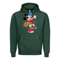 Sports Green micky-playing-baseball-cartoon-illustration-- Zipper Hoodie - PixelFlow