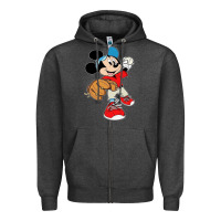 Charcoal Heather micky-playing-baseball-cartoon-illustration-- Zipper Hoodie - PixelFlow