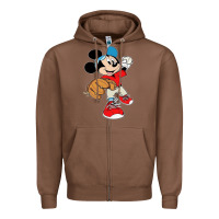 Chestnut micky-playing-baseball-cartoon-illustration-- Zipper Hoodie - PixelFlow