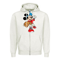 Oatmeal Heather micky-playing-baseball-cartoon-illustration-- Zipper Hoodie - PixelFlow