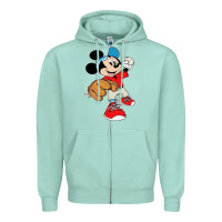 Seafoam micky-playing-baseball-cartoon-illustration-- Zipper Hoodie - PixelFlow
