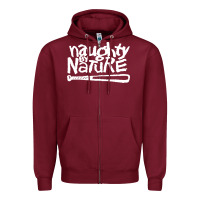 Burgundy naughty by nature Zipper Hoodie - PixelFlow