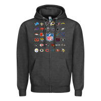 Charcoal Heather american football team collage    wall art Zipper Hoodie - PixelFlow