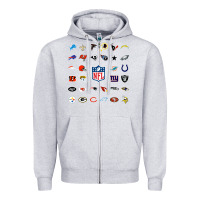 Heather Grey american football team collage    wall art Zipper Hoodie - PixelFlow