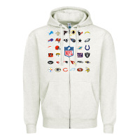Oatmeal Heather american football team collage    wall art Zipper Hoodie - PixelFlow
