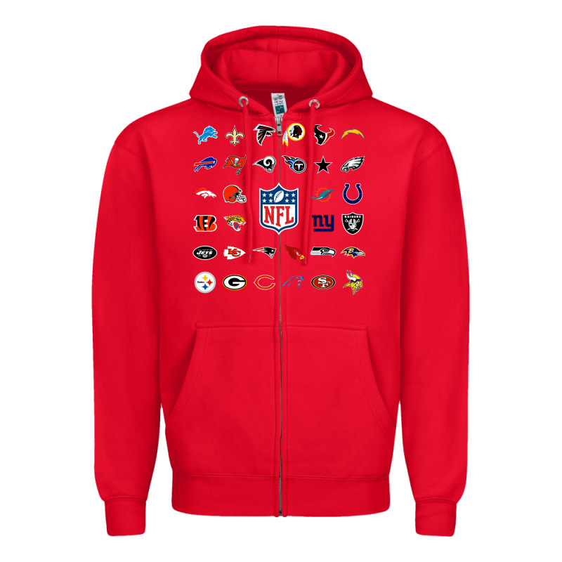 American Football Team Collage    Wall Art Zipper Hoodie by PixelFlow | Teevron