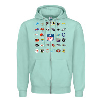 Seafoam american football team collage    wall art Zipper Hoodie - PixelFlow