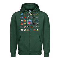 Sports Green american football team collage    wall art Zipper Hoodie - PixelFlow