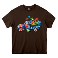 Chocolate Brown Autism truck Heavy Core Tee - CowGirlArtShop