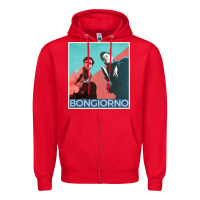 Red Inglorious Basterds - Bongiorno poster GIFT Zipper Hoodie - PixelFlow
