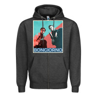 Charcoal Heather Inglorious Basterds - Bongiorno poster GIFT Zipper Hoodie - PixelFlow
