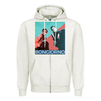 Oatmeal Heather Inglorious Basterds - Bongiorno poster GIFT Zipper Hoodie - PixelFlow