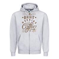 Heather Grey The Best Morning Coffee Zipper Hoodie - PixelFlow