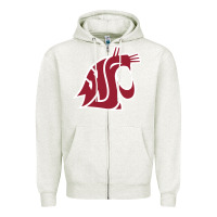 Oatmeal Heather washington state cougars Zipper Hoodie - PixelFlow