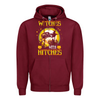 Burgundy witches with hitches funny halloween costume gift Zipper Hoodie - PixelFlow