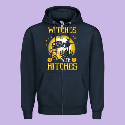 Witches With Hitches Funny Halloween Costume Gift Zipper Hoodie Designed By Pixelflow
