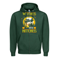 Sports Green witches with hitches funny halloween costume gift Zipper Hoodie - PixelFlow